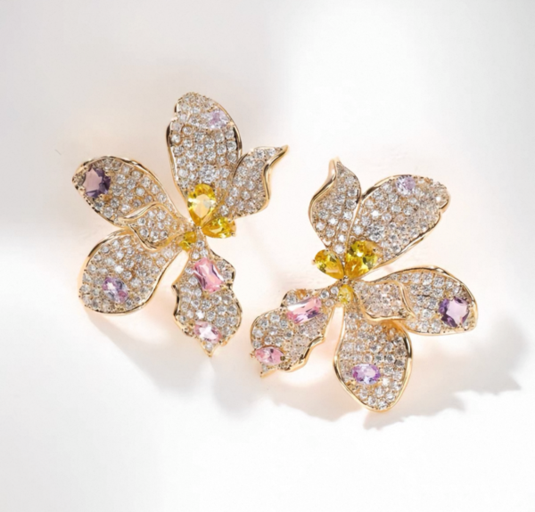 Boucles d'oreilles Trèfle Zircon Fantaisie – Élégance et Brillance