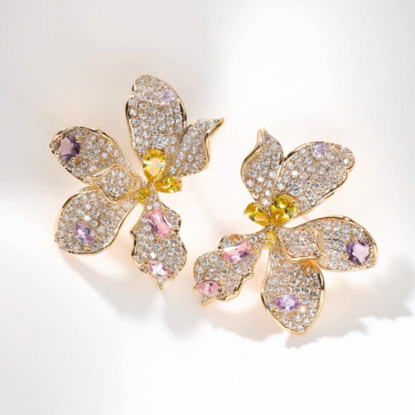 Boucles d'oreilles Trèfle Zircon Fantaisie – Élégance et Brillance